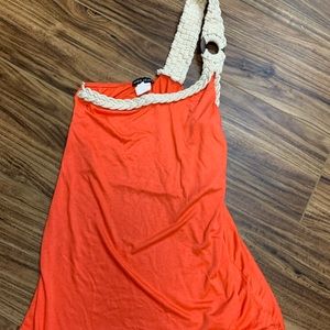 Wet Seal orange one shoulder rope top, size Xs-small